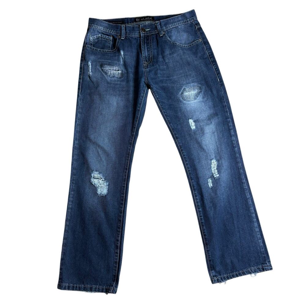 CJ Black Men's Low Rise Slim Straight Distressed Jeans 32 30